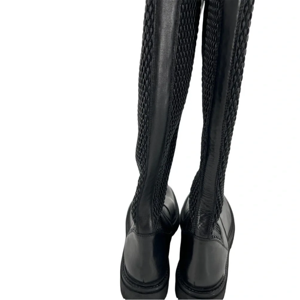 Geox Iridea Black Leather Lug Sole Boots Size 37 Women’s Designer Comfort - Picture 7 of 9
